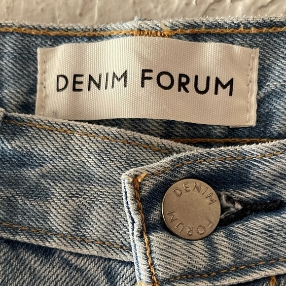 Denim Forum Jeans Pant Aritzia High Boyfriend Loose Distressed Denim Blue 24 - Picture 13 of 14